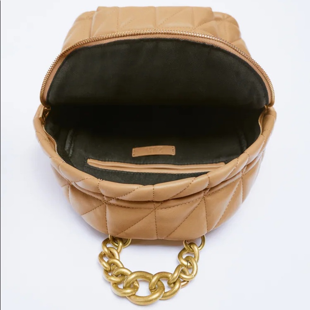 Zara Beige Quilted Backpack - Picture 6 of 7